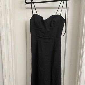 Reformation Tie Strap Linen Black Dress (size 4)